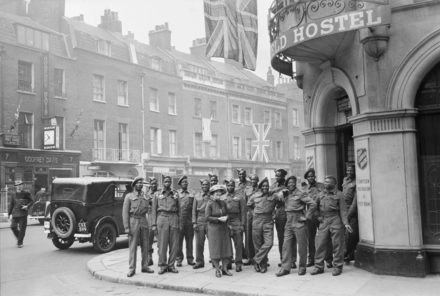E Day - Liberated East African soldiers in London _ 1 year licence for Editorial use _ Media License_ E Day - Liberated East African soldiers in London _ 1 year licence for Editorial use _ Media License_