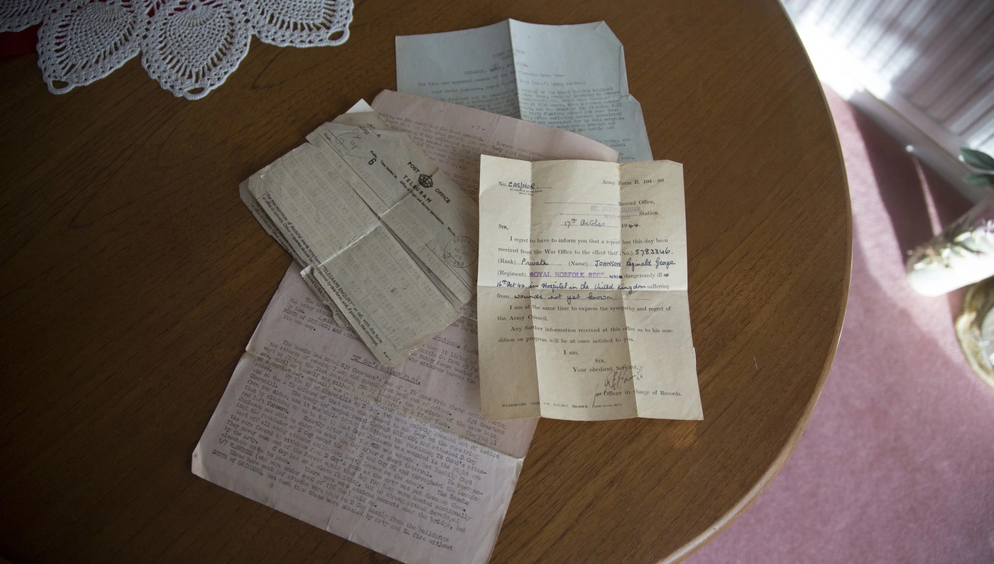 A telegram Reggie's mother received during the Second World War