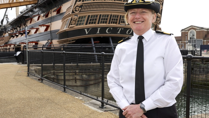 Commodore Terry in front of HMS Victory Commodore Terry in front of HMS Victory