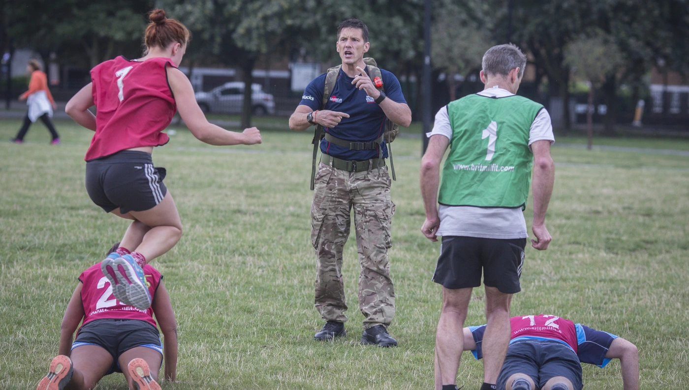 Jel instructing at a training session.