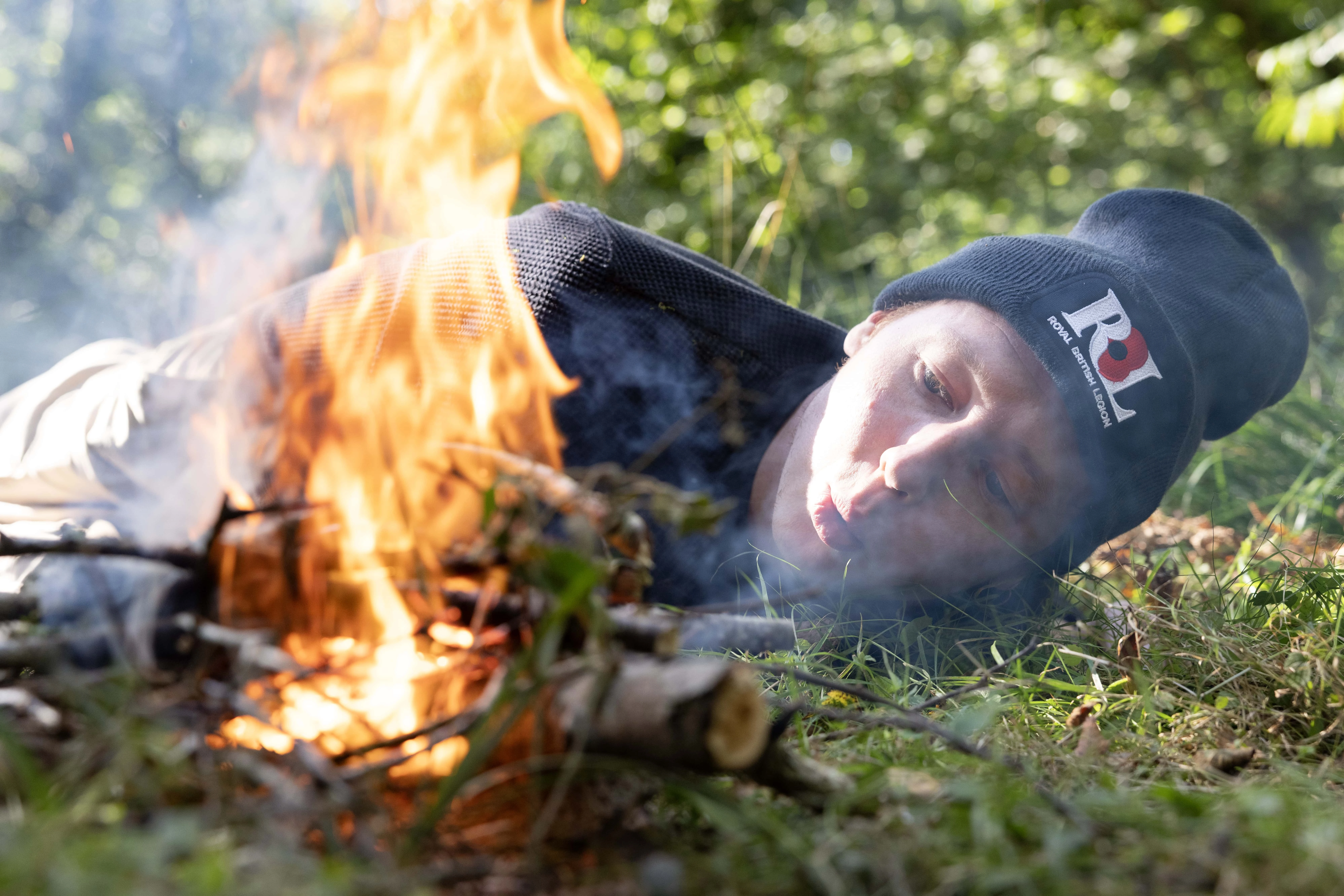 Creating fire in woods - Survival Challenge