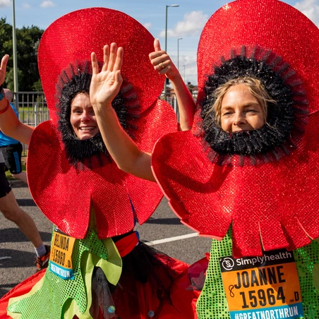 Great North Run 2019 participants dressed as Poppies