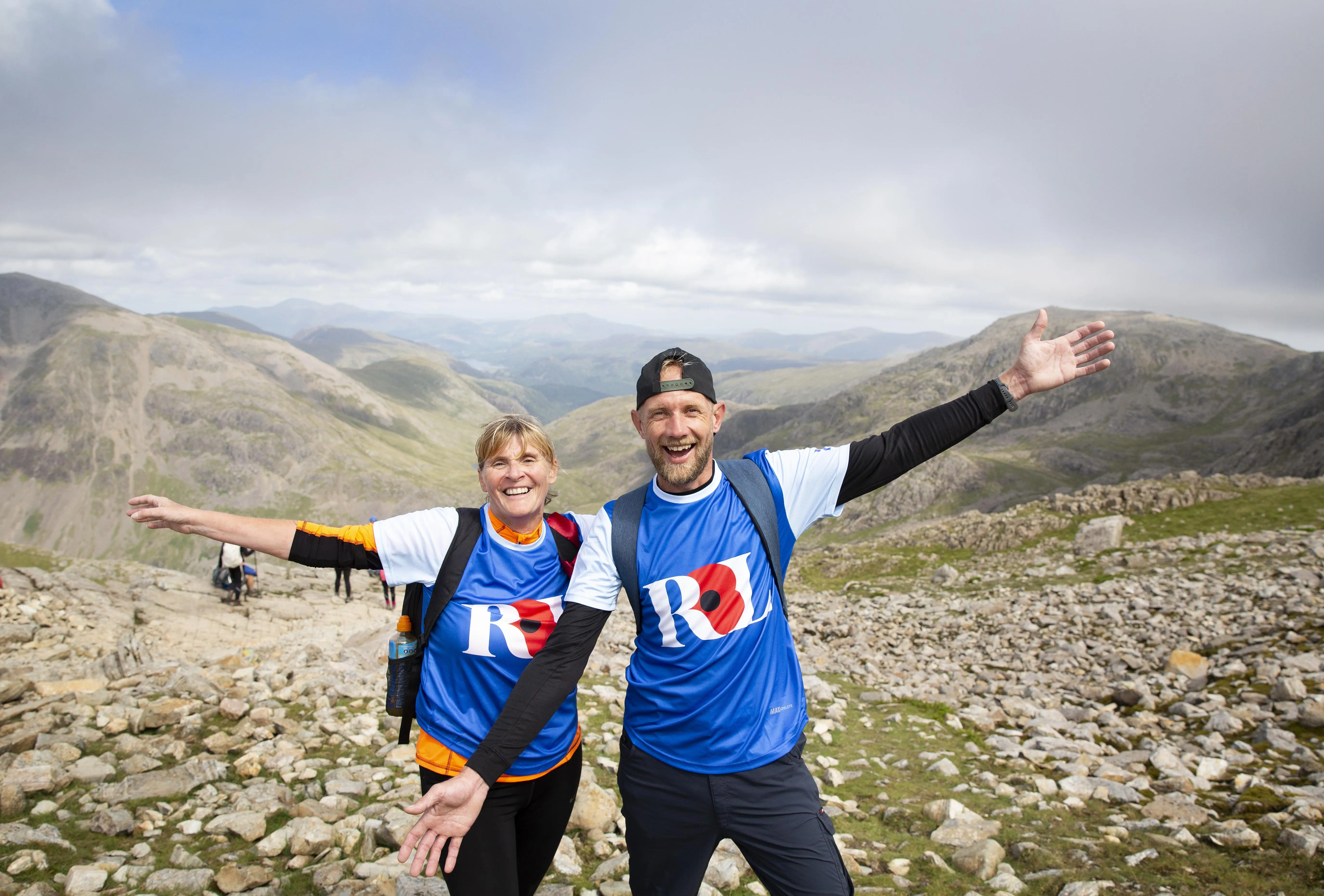 Woman and man cheering