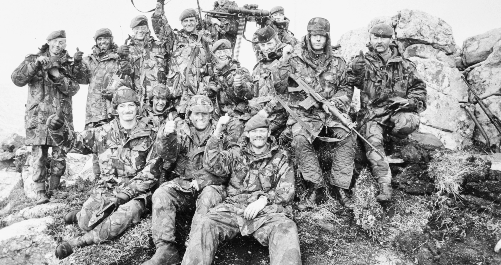 Group photos of soldiers in the Falklands