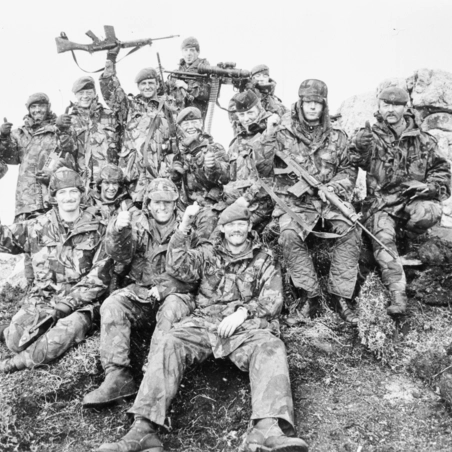 Group photos of soldiers in the Falklands