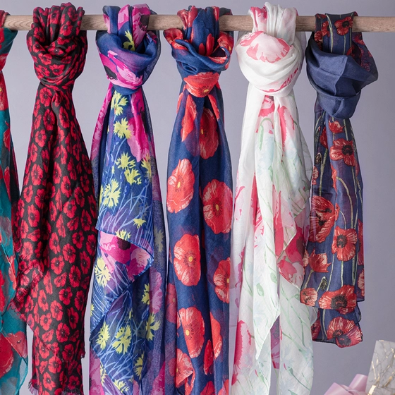 Selection of poppy scarves