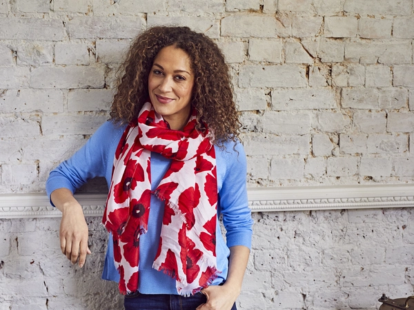 Poppy Shop Poppy scarf on model Poppy Shop Poppy scarf on model